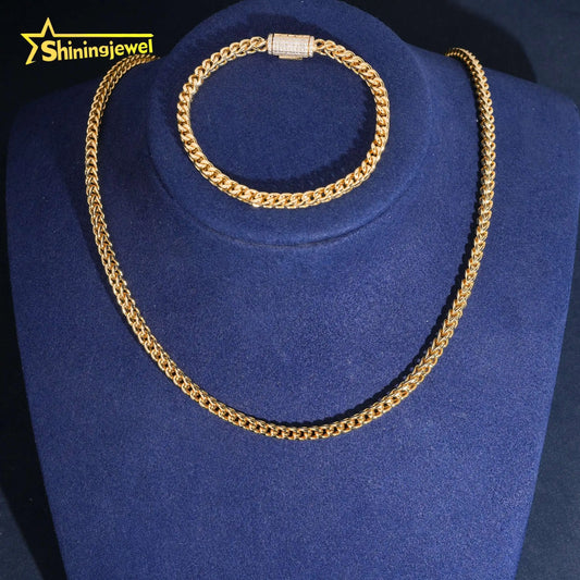 BiG-BOSS Franco Chain 316L Stainless Steel with Moissanite Clasp Gold Plated 4mm Chain Men Hip Hop Necklace Fashion Jewelry