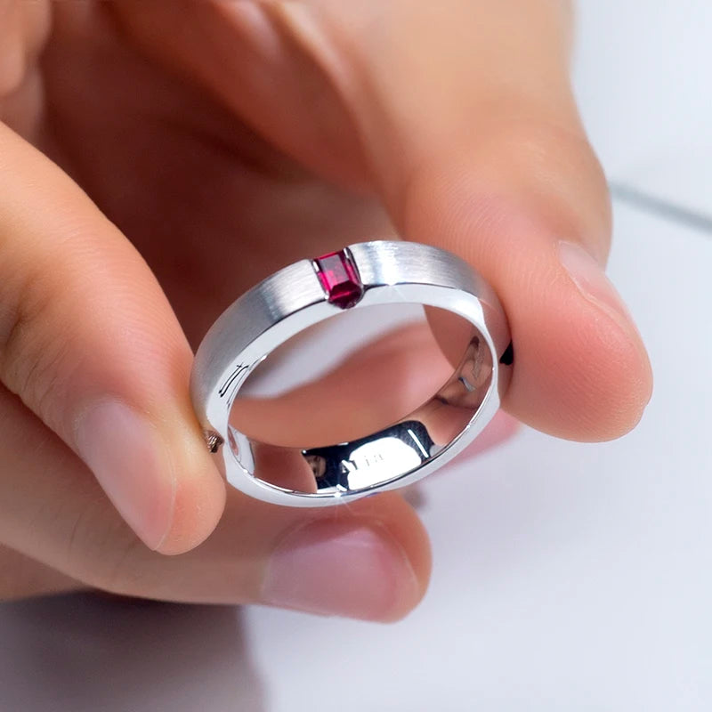 Gemfiori MSR-1509 PT950 Luxury Wedding Ban Ring Emerald Cut Lab Sapphire Stones Lab Grown Diamond Ring