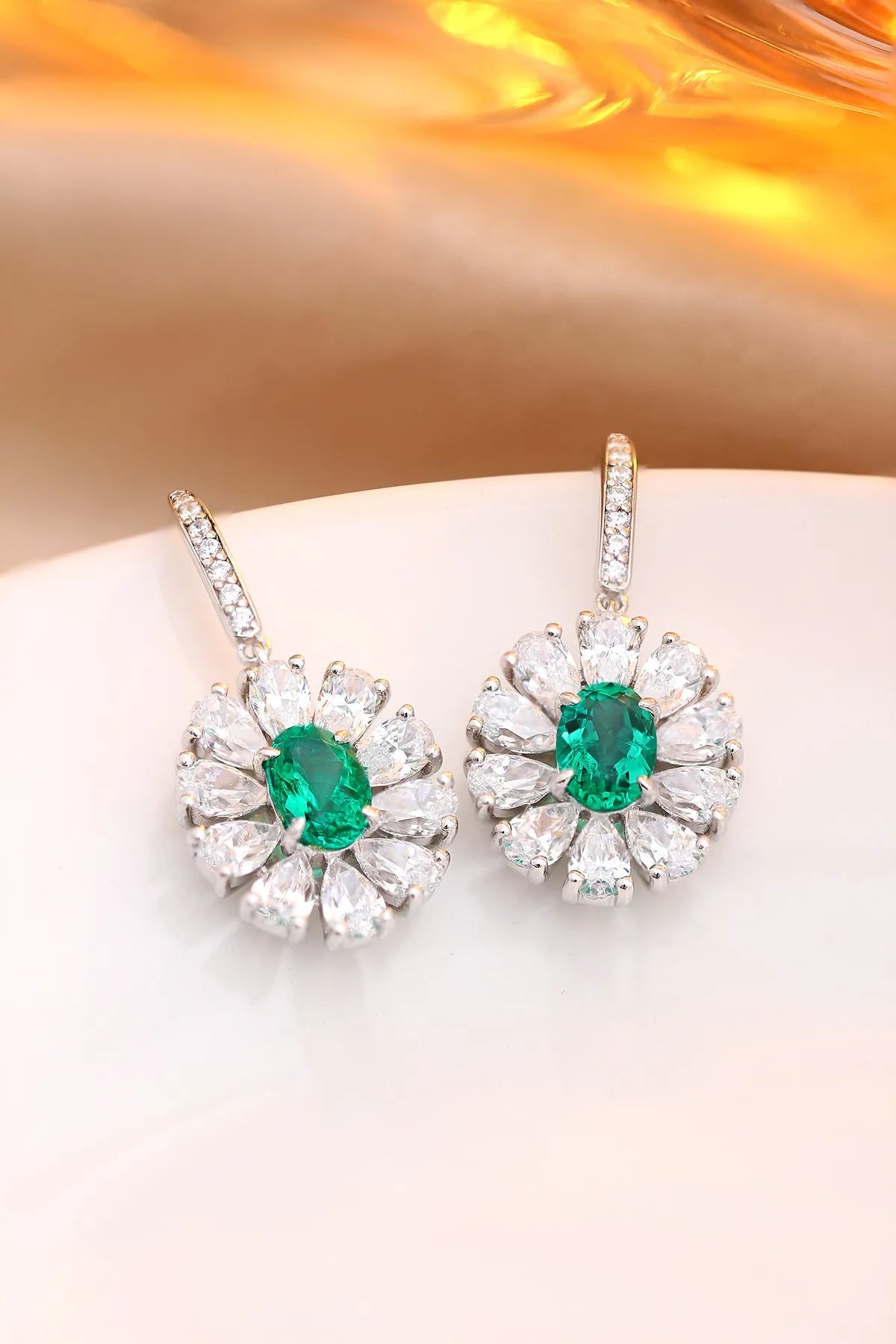 Gemfiori Anster High Quality S925 Lab Grown Emerald Earring Stud Dainty Gemstone Stud Earrings for Women Daily Wear Gift