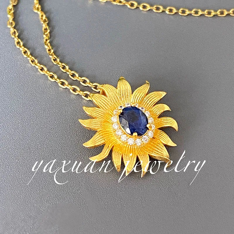 Gioiellieri New Design Rose Gold Plated Natural Fancy Colored Sapphire Fashion 925 Sterling Silver Fine Jewelry Engagement Pendant Necklace