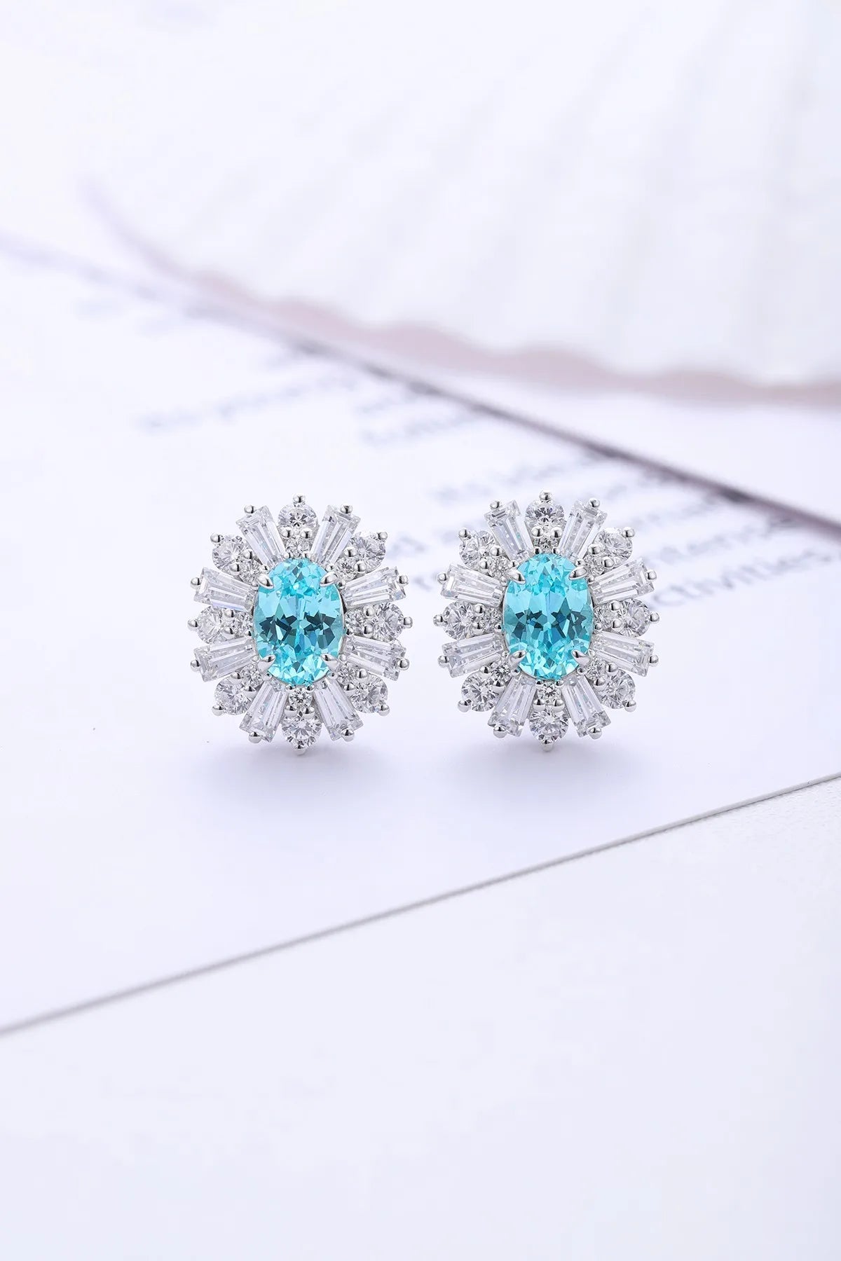 Gemfiori Anster High Quality S925 Lab Grown Paraiba Earring Stud Dainty Gemstone Stud Earrings for Women Daily Wear Gift