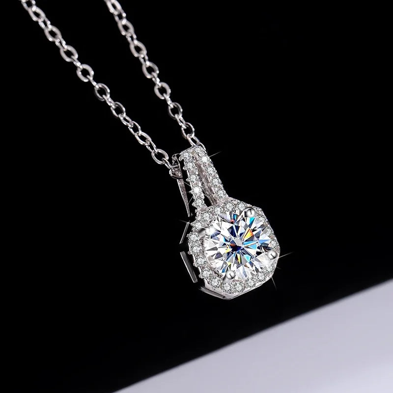 1 Ct Moissanite Square Pendant Necklace 925 Sterling Silver Necklace Luxury Fine Princess Clavicle Necklace Customizable Square