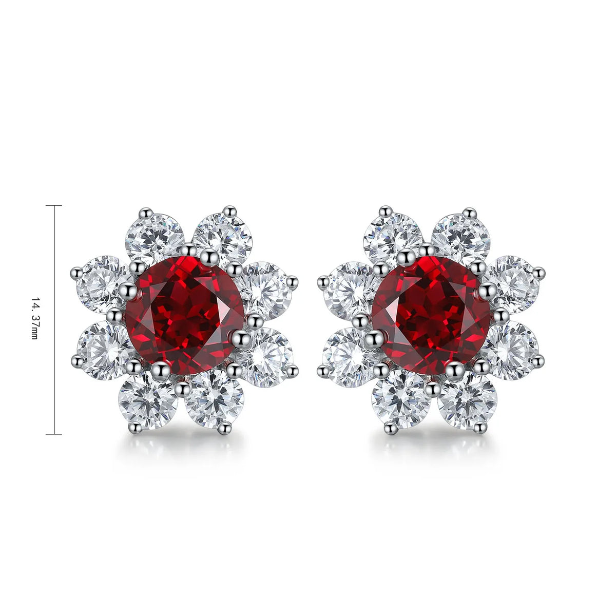 Gemfiori S925 Silver Lab-Grown Diamond Round Cut Ruby Trendy Drop Earrings for Wedding & Party