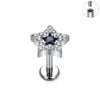ASTM F136 Titanium Helix Earring Labret 16G Star Shape CZ Paved Internal Thread Punk Style Nose Studs Piercing Jewelry Wholesale