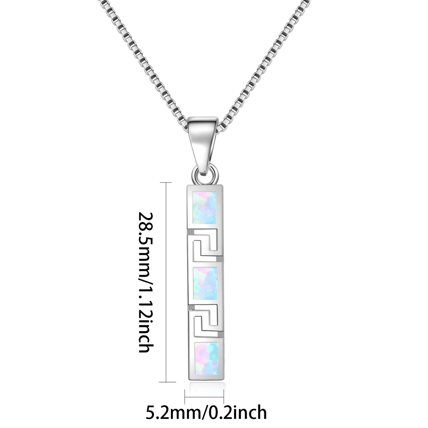 Geometric Copper Opal Box Chain Silver Plated Christian Minimalist Lariat Necklace Aobao Trendy Gift