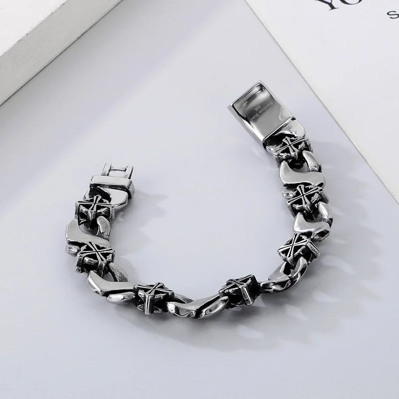 KALEN 220mm Gothic Elements Punk Stainless Steel Links Bracelet