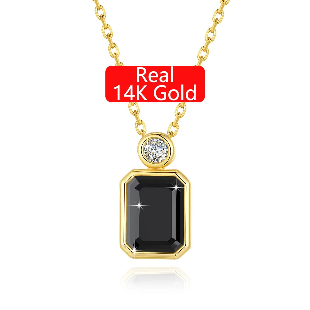 Gioiellieri Personalized Jewelry Woman Engagement Friendship Gift New Year 2 Carat 3 Carat 4 Carat Black Moissanite 14K Gold Hollow Pendant