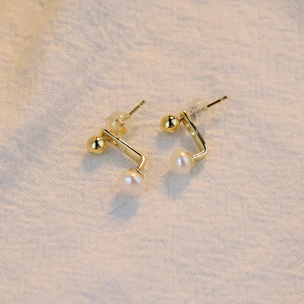 Natural Freshwater Pearl Stud Earrings for Women, Delicate Niche, High-end Earrings, Fashionable  Luxury Temperament Earrings