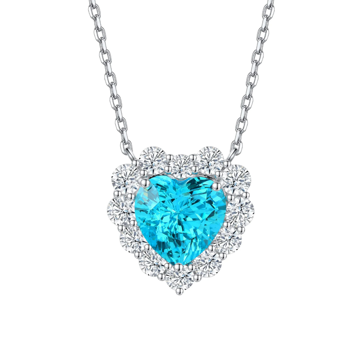 Gemfiori 925 Sterling Silver Christmas Blue Diamonds Pendant Necklace Rhodium Plated Lab Created Paraiba Necklaces Gift for Her