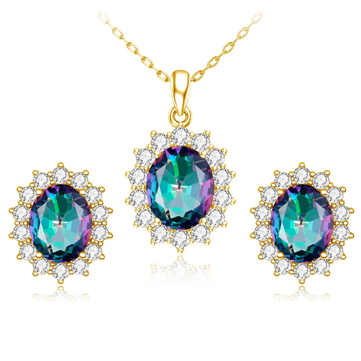 ArtistA Custom Jewelry Any Ruby Gemstone Women 925 Sterling Silver 24k Gold Plated Rings and Earrings Jewelry Sets