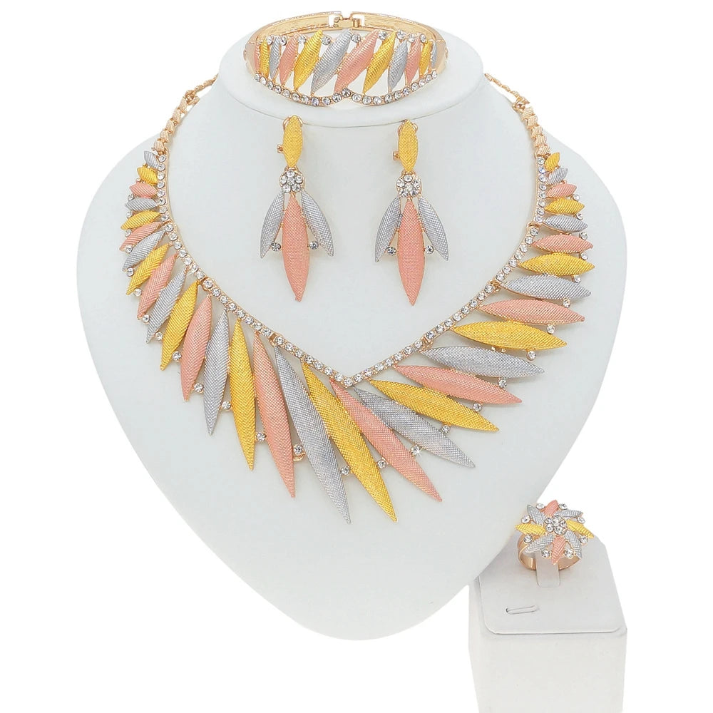 Zhuerrui Brazil Gold Designer Wedding Jewellery Set Nigerian 18k Gold Plated Jewelry Set Fashion Necklaces Jewelry Sets