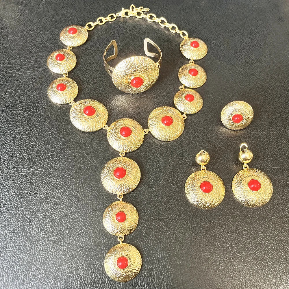 Zhuerrui Italian Gold Plated Jewelry Sets High Quality Brazilian Gold Jewelry Set Necklace Bracelet Chain Jewelry Set H00509