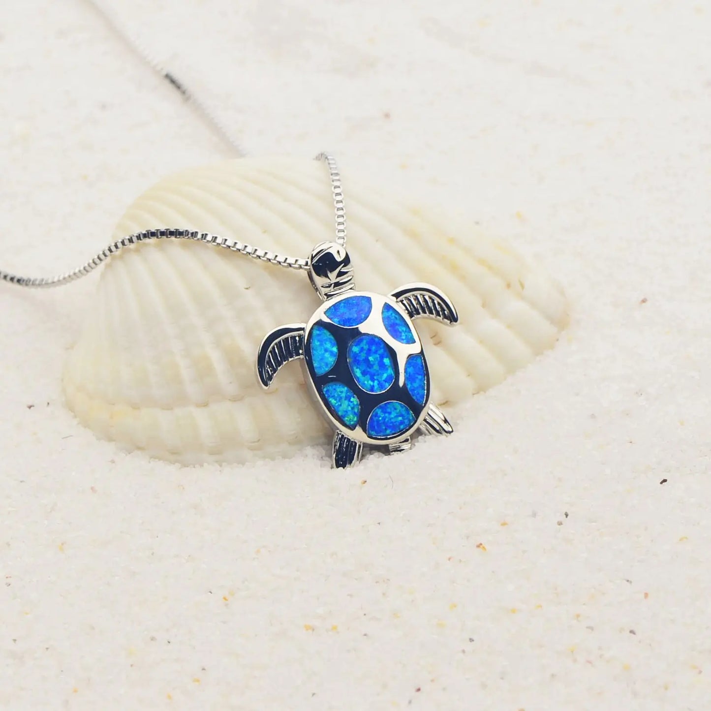 Ocean Theme Turtle Necklace Aobao Opal Inlaid Starfish Detail Fashion Jewelry