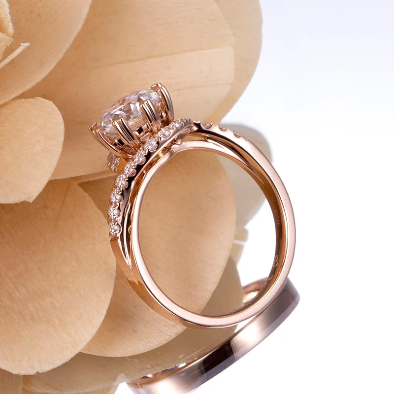 Gemfiori MSR-787 Custom Ring Jewelry 2.5ct D VVS2 Engagement Ring 18k Rose Gold Round Cut Luxury Lab Grown Diamond Ring