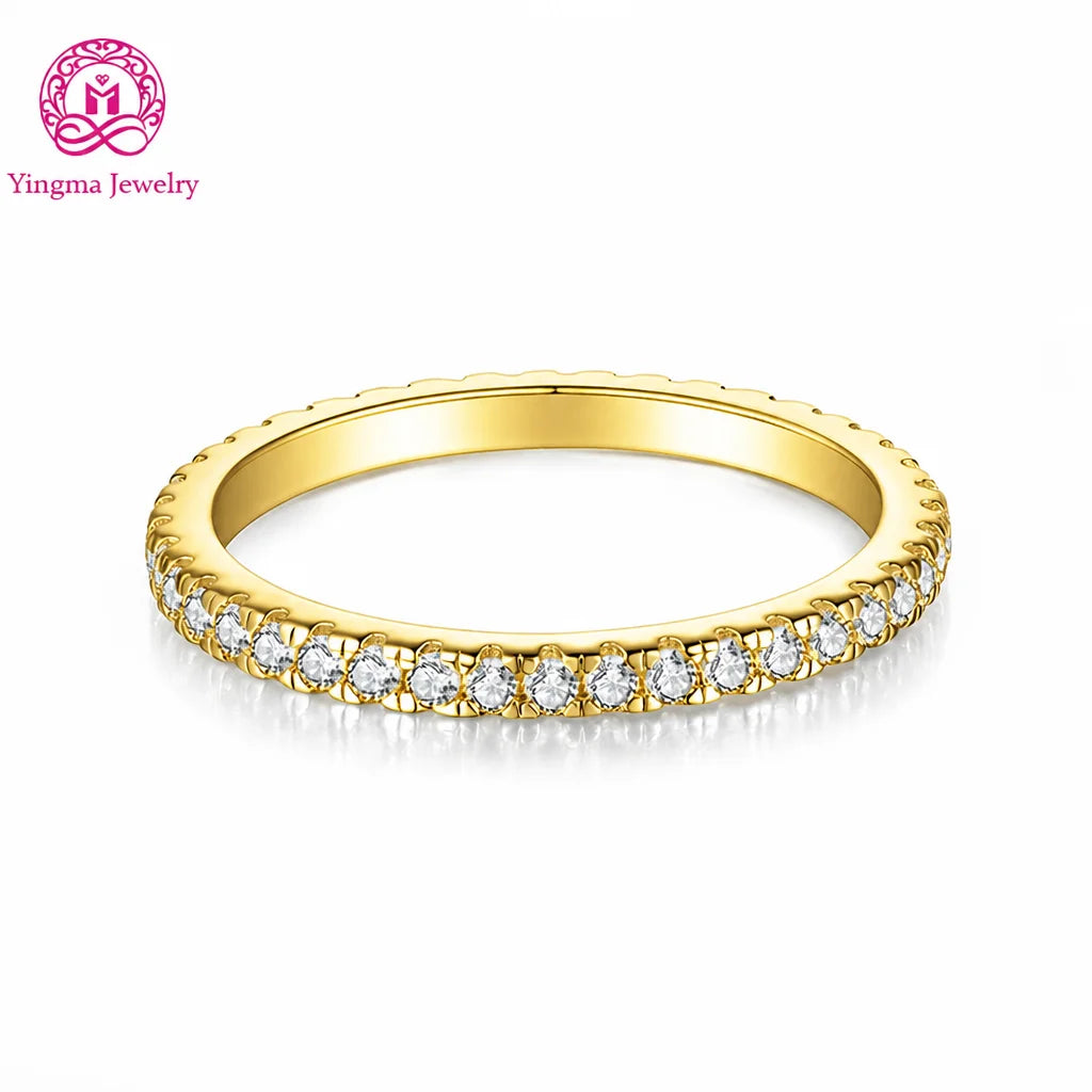 Gioiellieri Round Brilliant Lab Grown Diamond Half Eternity Band 1.5mm DEF VVS 9K 10K 14K 18K Gold Platinum Women Fine Jewelry