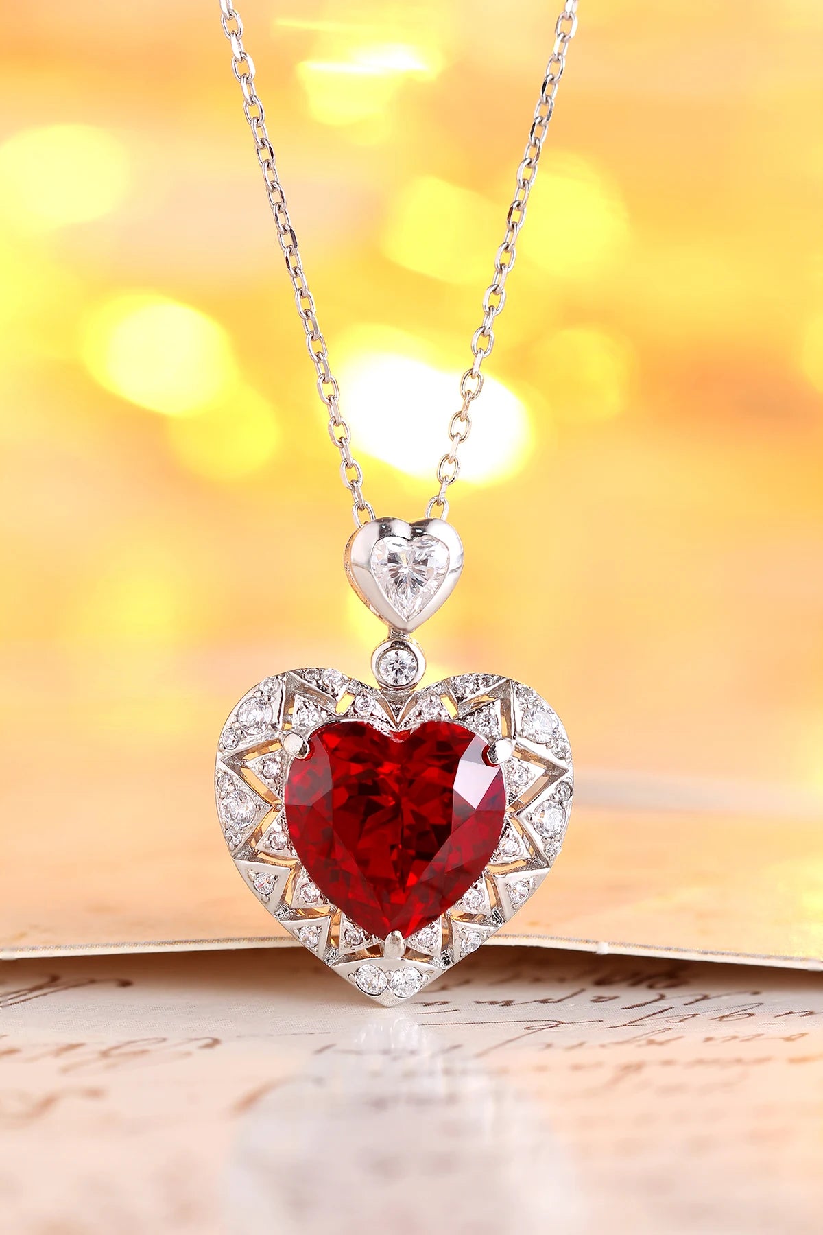 Gemfiori Explosive New Products Ruby Necklace 925 Sterling Silver Lab Grown Ruby Gemstone Jewelry for Women