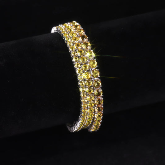 Gemfiori Abiding OEM ODM Sparkling 3MM 6.5IN 7.4G Medium Yellow Lab Grown Sapphire Gemstone S925 Silver Tennis Bracelet Price