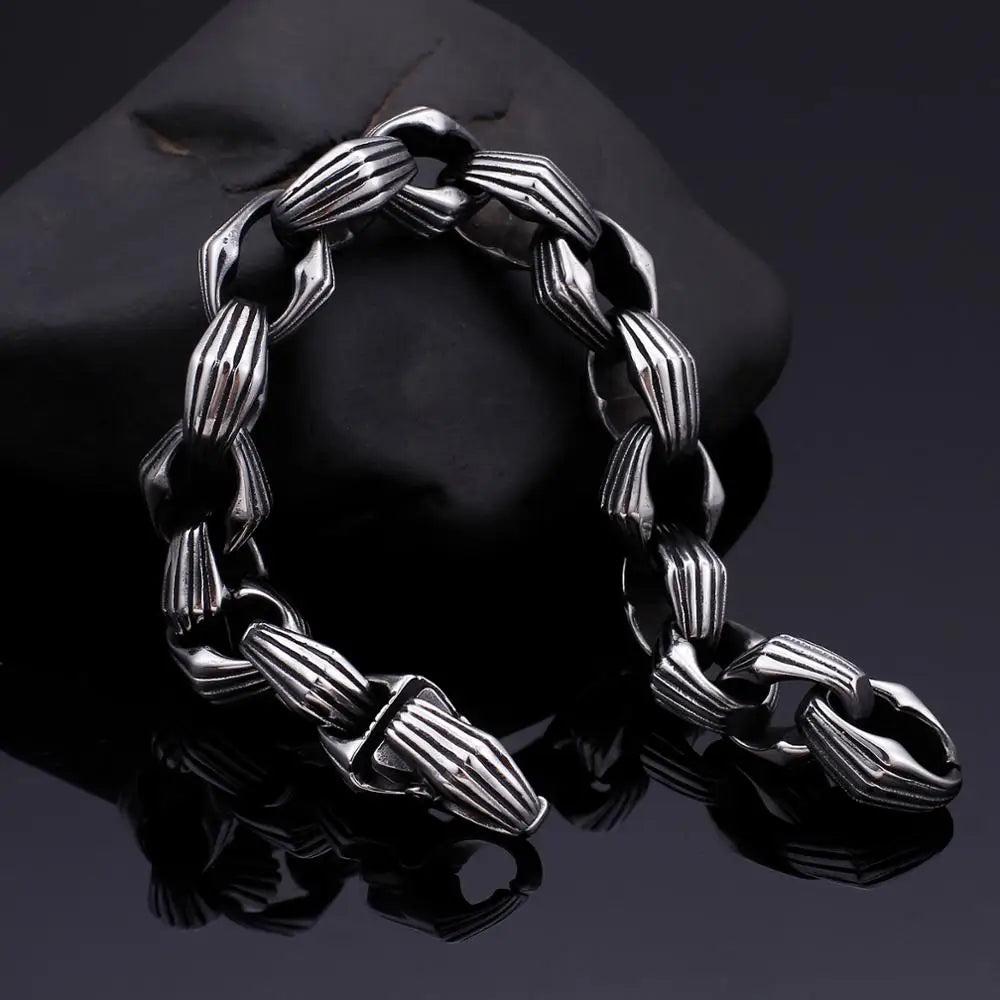 KALEN Punk 22cm Link Chain Stainless Steel  Bracelets for Men