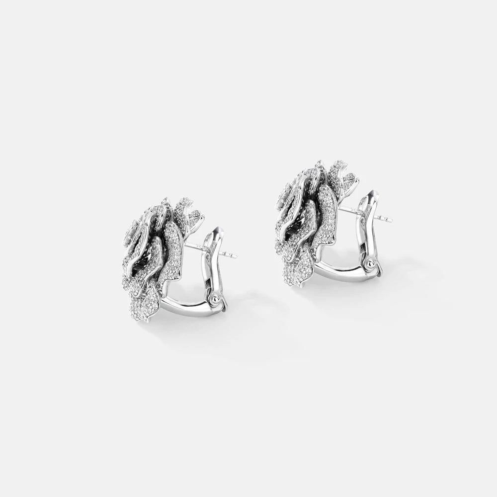 MUSHAN Jewelry Factory S925 Sterling Silver Rose Stud Earrings Electroplated Gold High Carbon Diamond Light Luxury Accessories