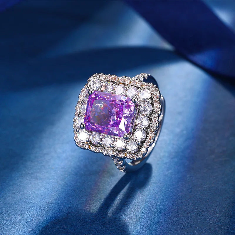 Gemfiori Light Luxury Temperament Design Sense Jewelry Inlaid with Cubic Sugar Zircon Pendant Ring and Earring Set