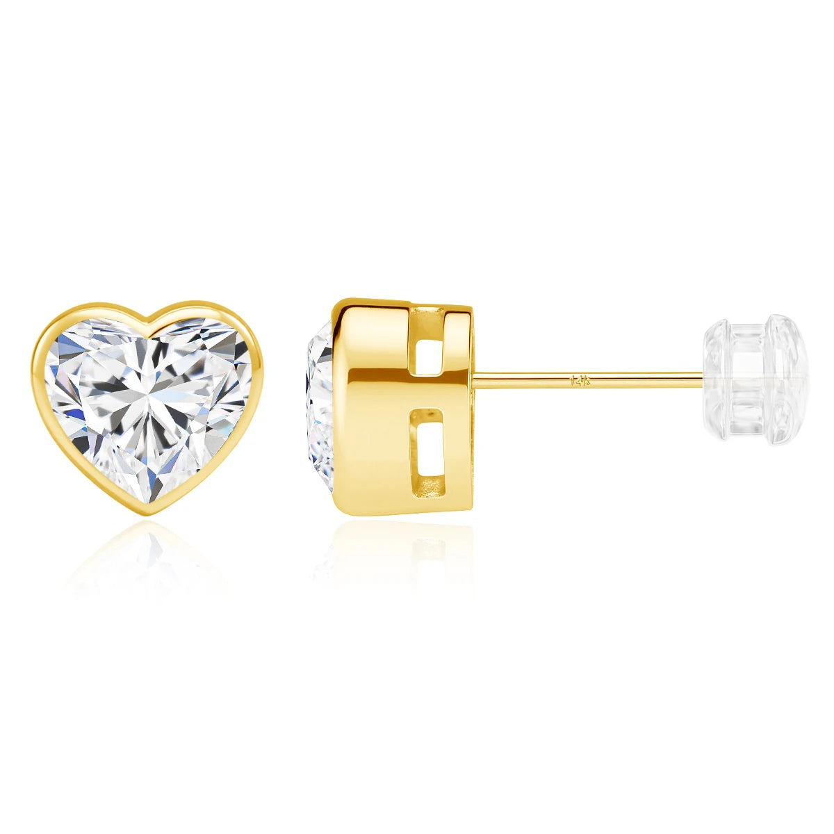 Gioiellieri Mini Gold Stud Heart Shaped Moissanite 1ct Valentine's Day Gift Woman Real 14K Gold Hollow Lightweight Earrings