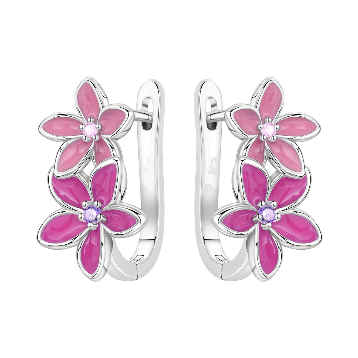 S&S Silver Plated Zircon Flower Drop Earrings | 16 Colours
