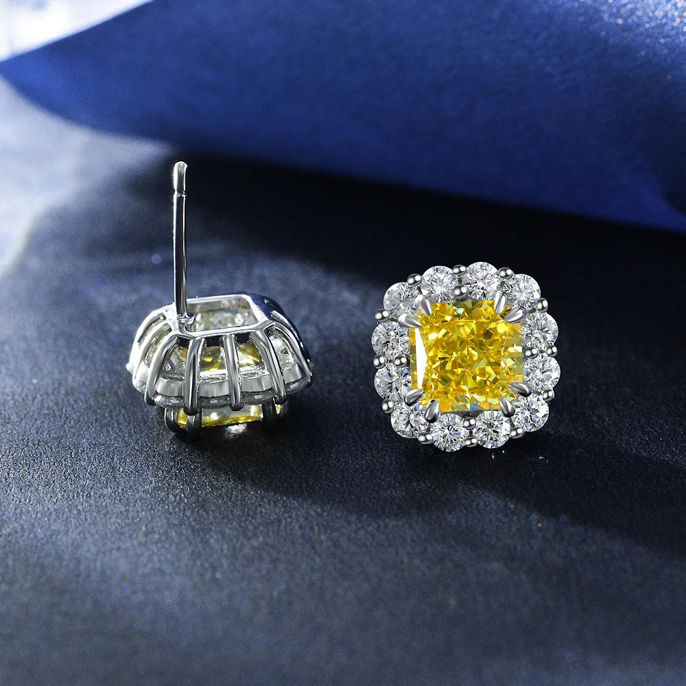 MUSHAN Jewelry Factory 2ct High Carbon Diamond Stud Earrings of Same Style As Live Broadcast 925 With Simple 7*7 Design