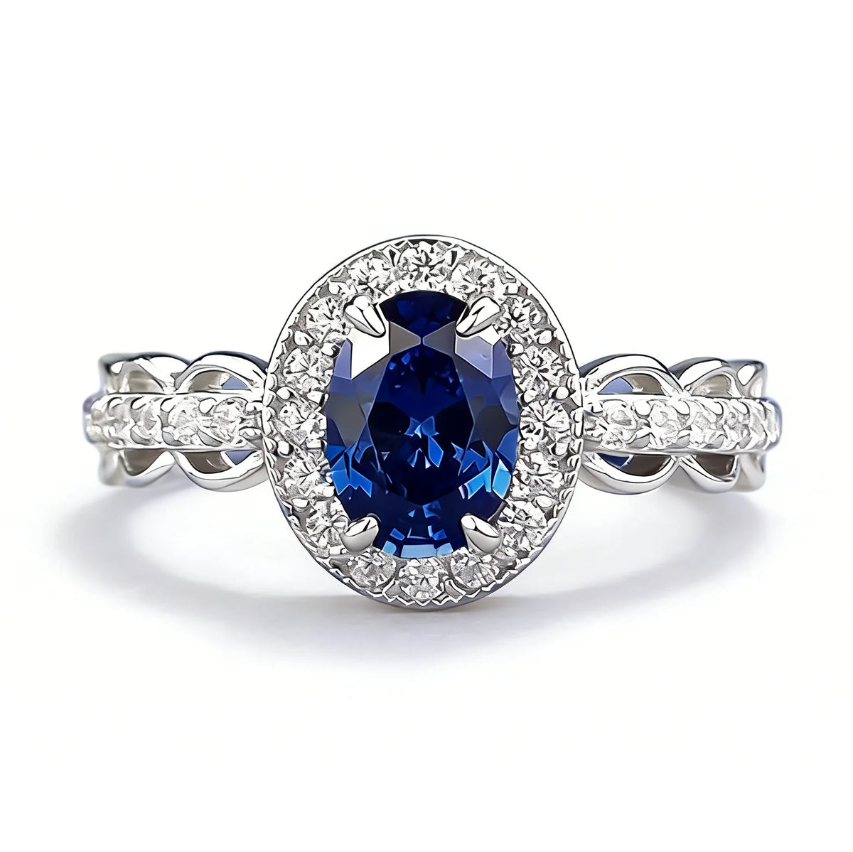 Factory Direct Women 925 Sterling Silver Sapphire Iced Out Blue 5A 8A Zirconia Ring Engagement Wedding Ring Jewelry Manufacturer