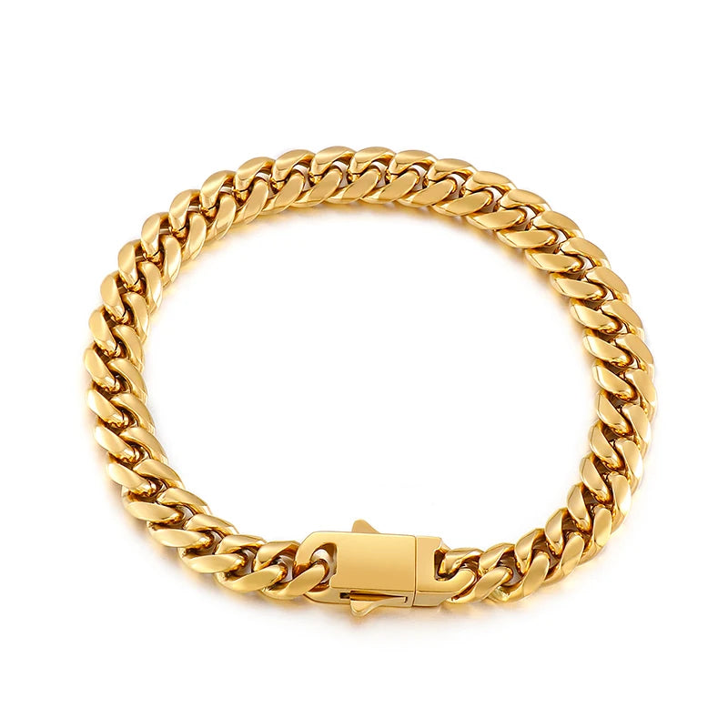 REBEL Fashion Jewelry Luxury Gold Set Dubai Gold Plating Men Charms Bracelets Necklaces Stainless Steel Jewelry Sets