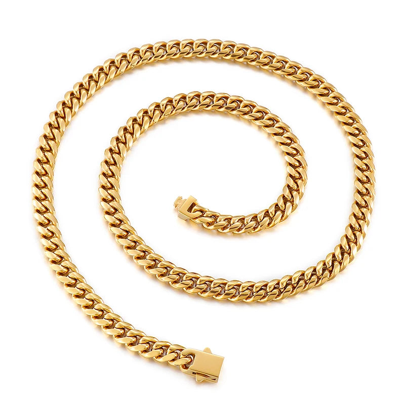 REBEL Fashion Jewelry Luxury Gold Set Dubai Gold Plating Men Charms Bracelets Necklaces Stainless Steel Jewelry Sets