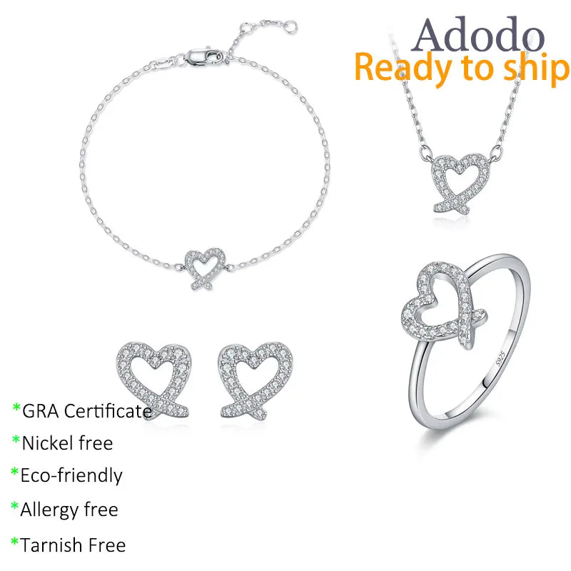 S&S 925 Sterling Silver Heart Moissanite Jewellery Set – Collection