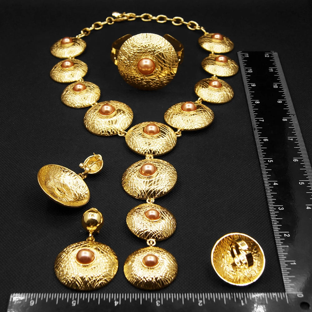 Zhuerrui Italian Gold Plated Jewelry Sets High Quality Brazilian Gold Jewelry Set Necklace Bracelet Chain Jewelry Set H00507