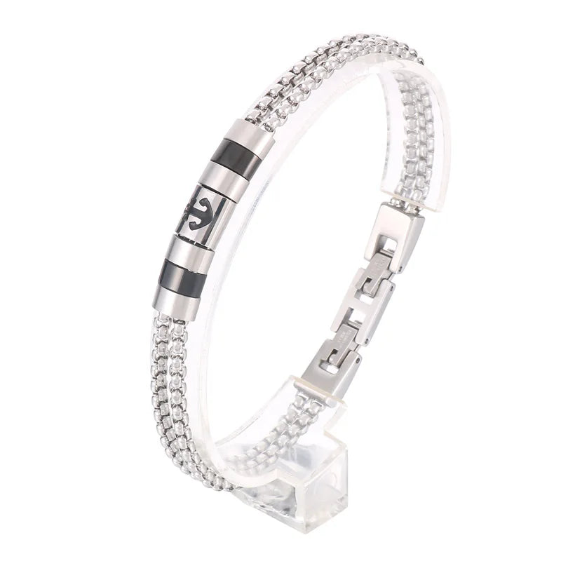 KALEN Unisex Casual Stainless Steel Box Chain Bracelets With Minimalist Square/Round Charms
