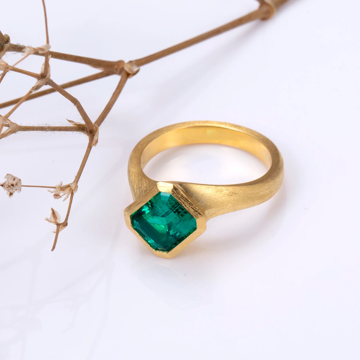 Customized Jewelry MSR-1217 925 Silver 8*10mm Lab Grow Emerald Ring