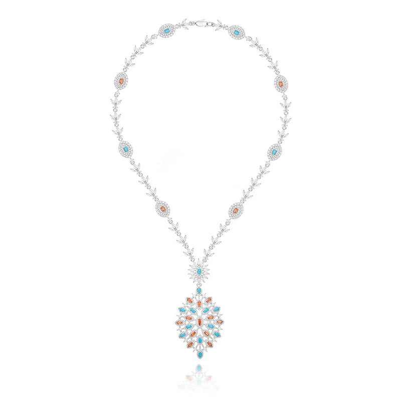 What Are You Still Looking for Premium Jewelry Necklace Earring Set Women's Long Color Sweater Chain