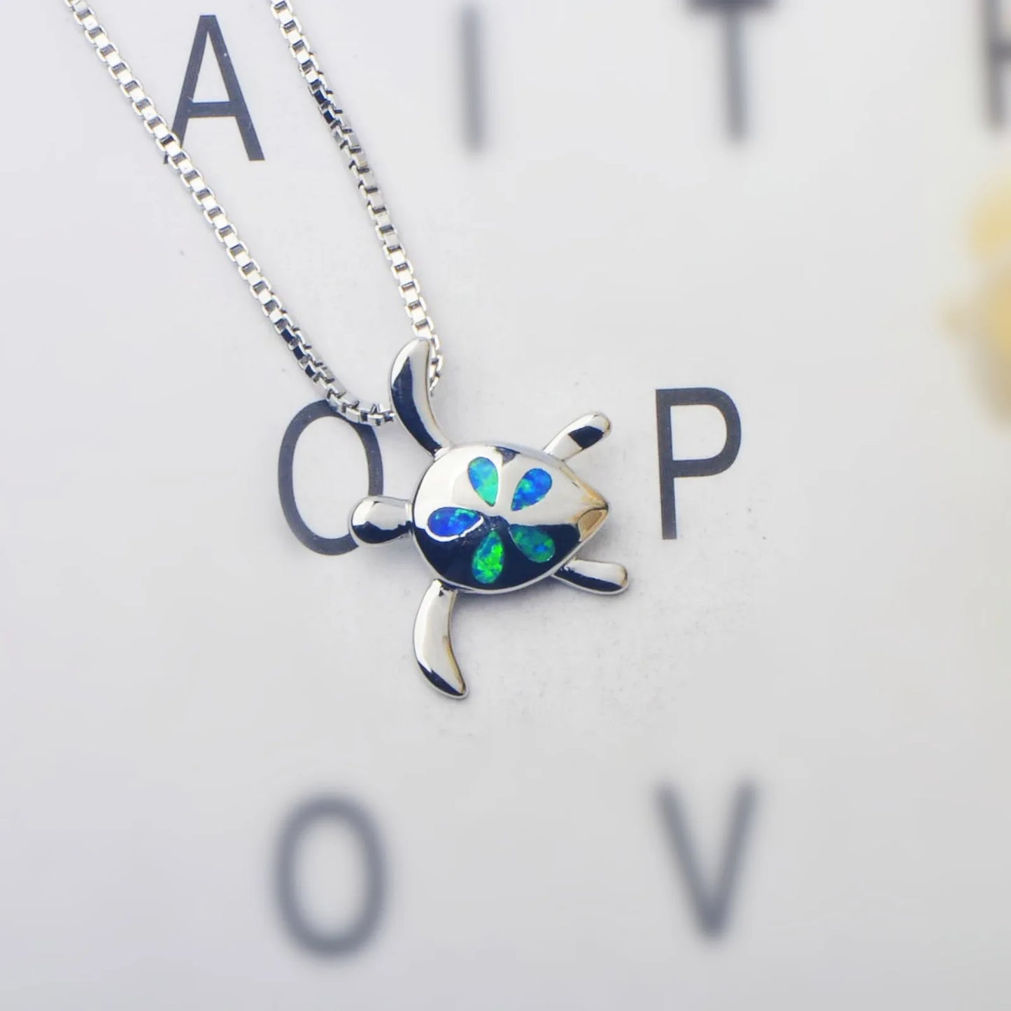 Animal Geometric Christian Copper Opal Silver Plated Box Chain Necklace Aobao Trendy Gift