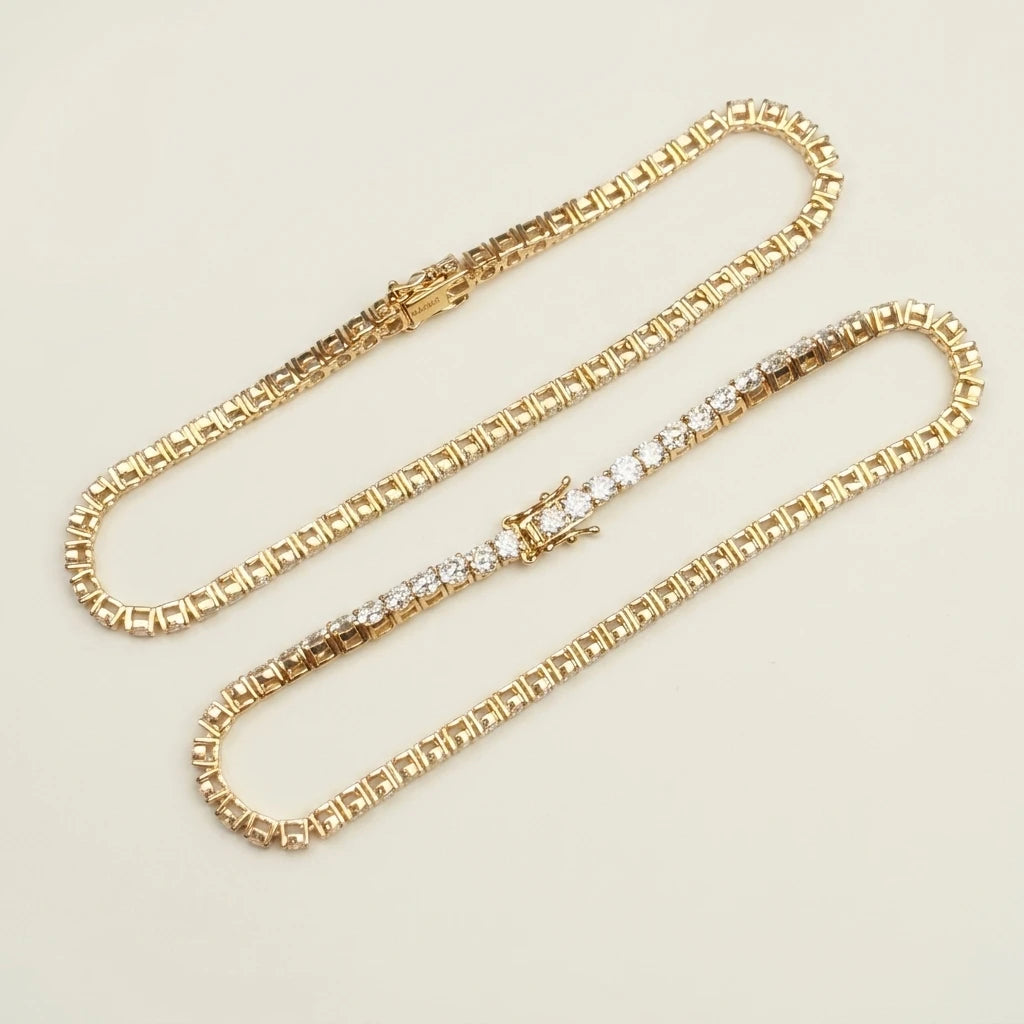ArtistA 18K White Gold and Yellow Gold 2.5mm Lab Diamond Tennis Link Bracelet on Sale
