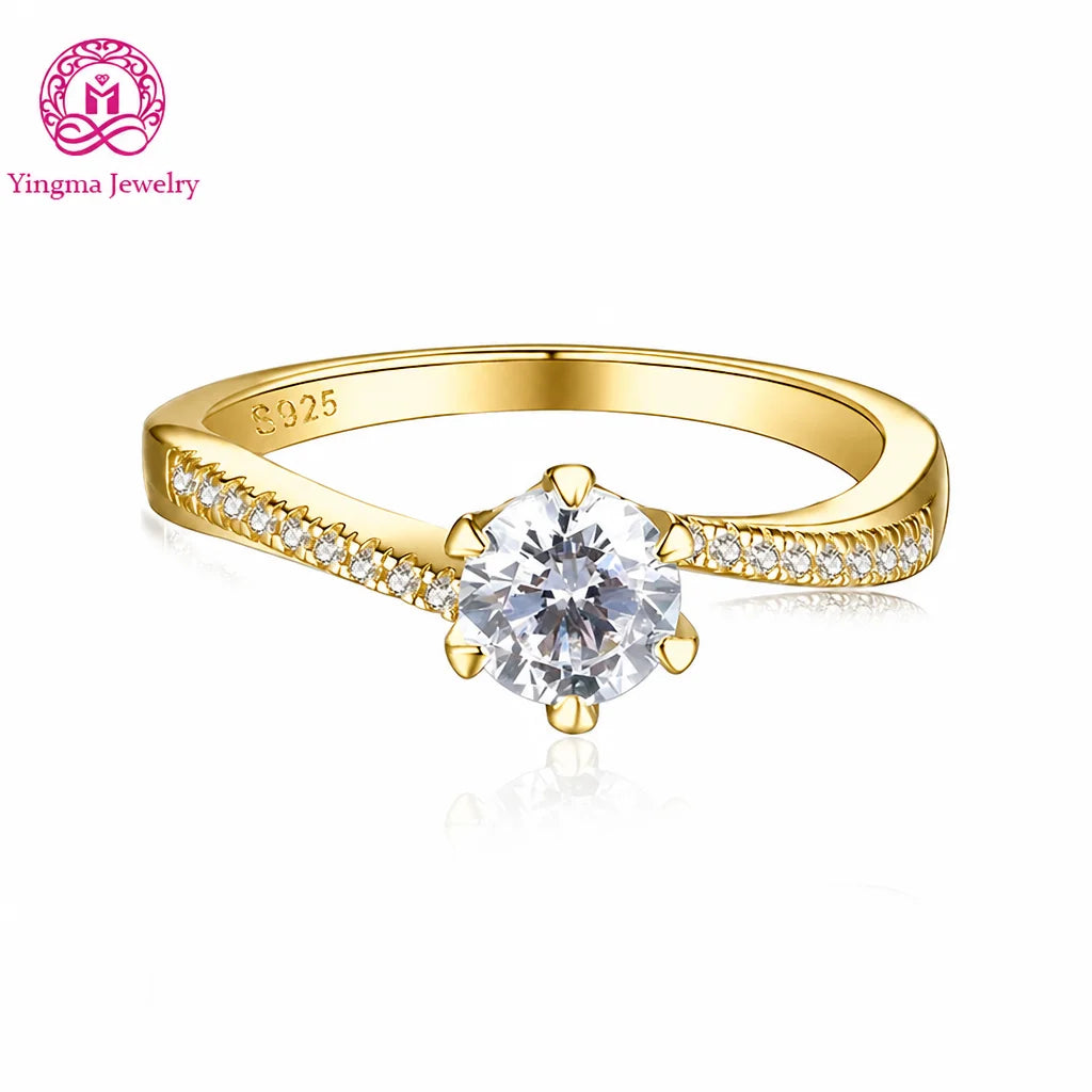 Gioiellieri Timeless Six Prong Lab Grown Diamond Ring 0.5ct D VVS1 9K 10K 14K 18K White/Yellow/Rose Gold PT950 Women Daily-Wear Jewelry