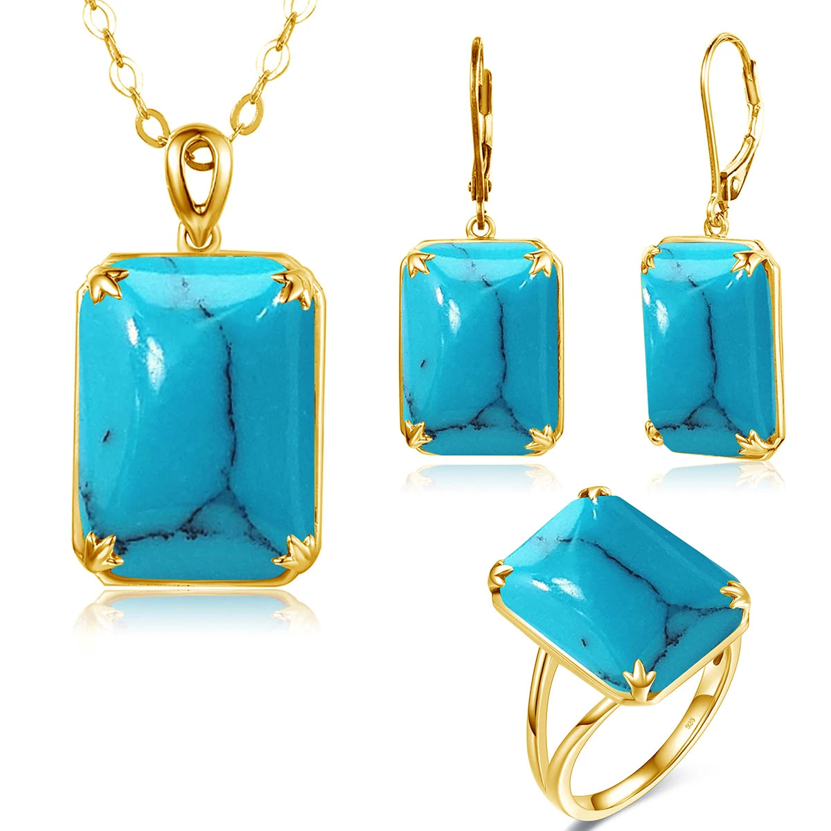ArtistA Szjinao Sparkling Red Ruby Engagement Pendant Earrings Ring Set Sterling Silver 14K Gold Plated Trendy Vintage Designer Jewelry