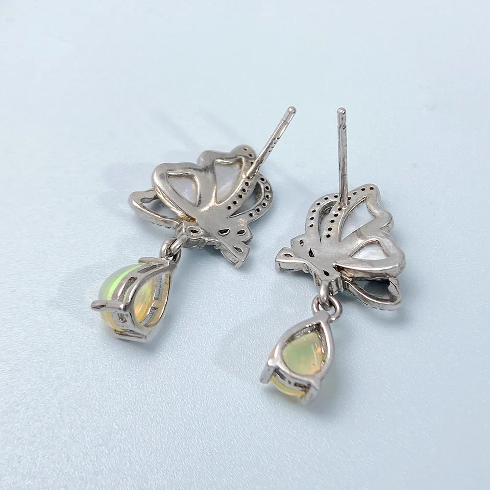 Gioiellieri Sterling Silver 925 Jewelry Natural Opal Stud Earrings for Women Fine Jewelry Fashion Accessories Wedding Gift Gemstones