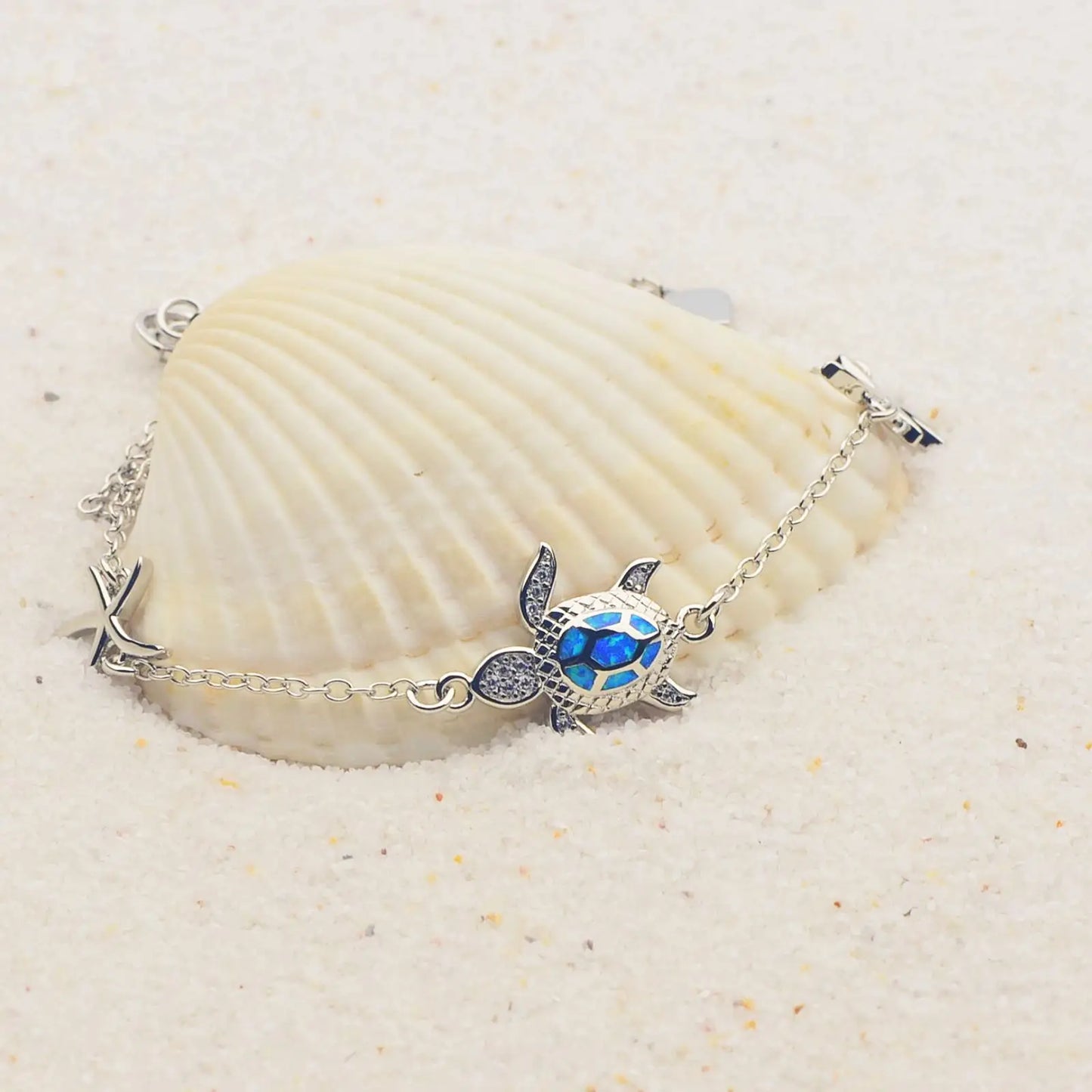 Hawaiian Beach Turtle Flower Christian Opal Beaded Trendy Silver Plated Brass Fashion Jewelry for Women's Anniversary Bulk