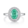 High Quality Fine Jewelry 925 Sterling Silver Green Zircon Ring for Women Gifts Emerald Luxury Women's Green Stone Ring Jewelry