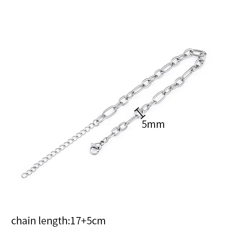 REBEL Minimalist Fashion Stainless Steel Cuban Chain Bracelet Unisex Hip Hop No Fade Waterproof Jewelry for Women Men Unisex