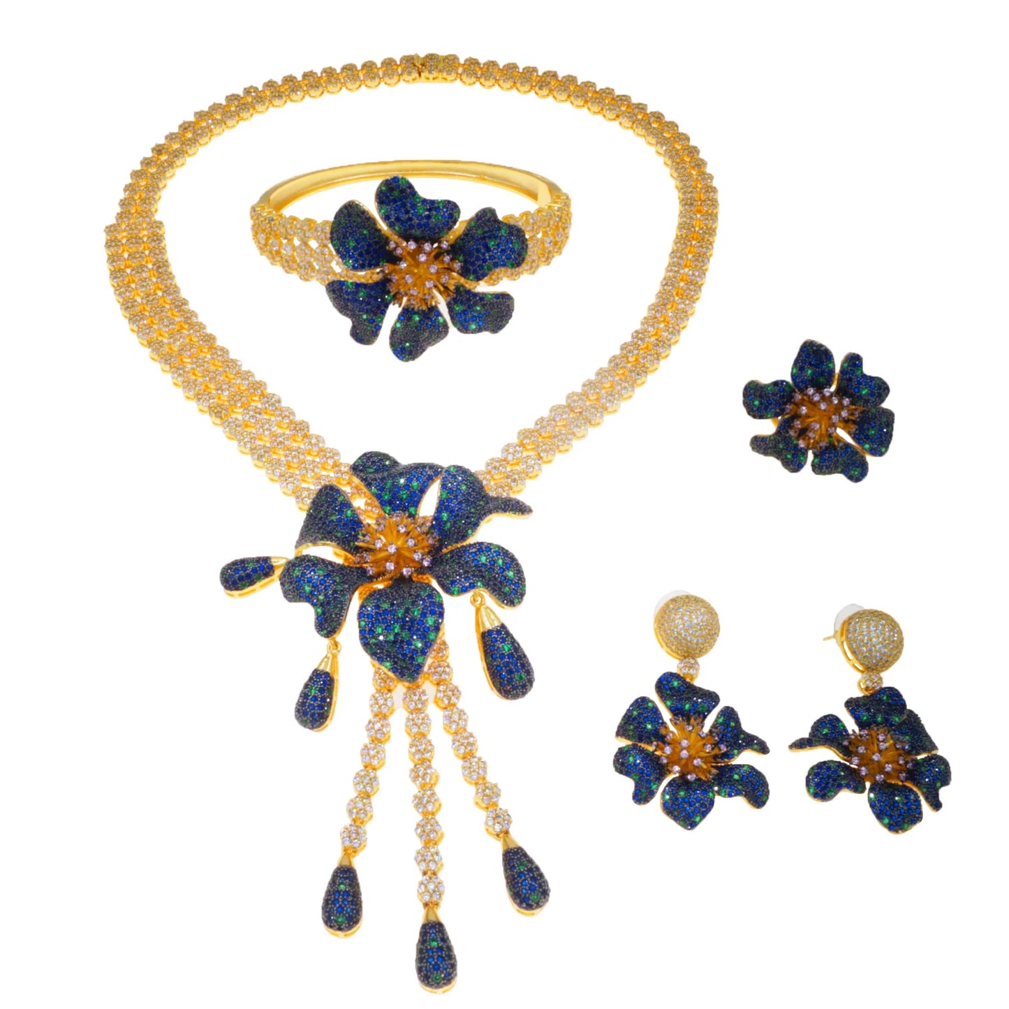 Zhuerrui Customized Bridal Gold Jewelry Set High-end Multi Color BeadsJewelry Sets Favors Women Valentine's Day Gift HZ24002228