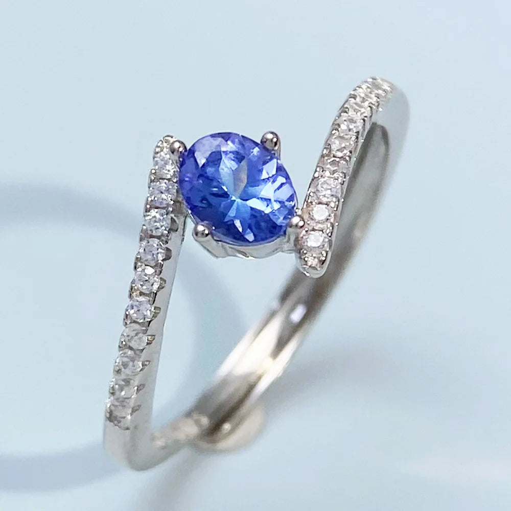 Low Price Natural Tanzanite S925 Silver Ring for Women Luxury Genuine Blue Gemstone Jewelry December Birthstone Party