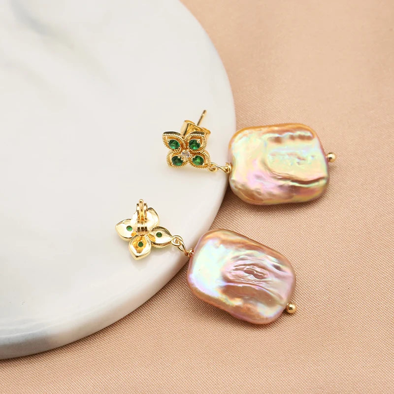 New Jewelry Natural Freshwater Baroque Pearl  Earrings 18K Gold Plated Jewelry Korean Designer Jewelry Earrings Wholesale Bulk