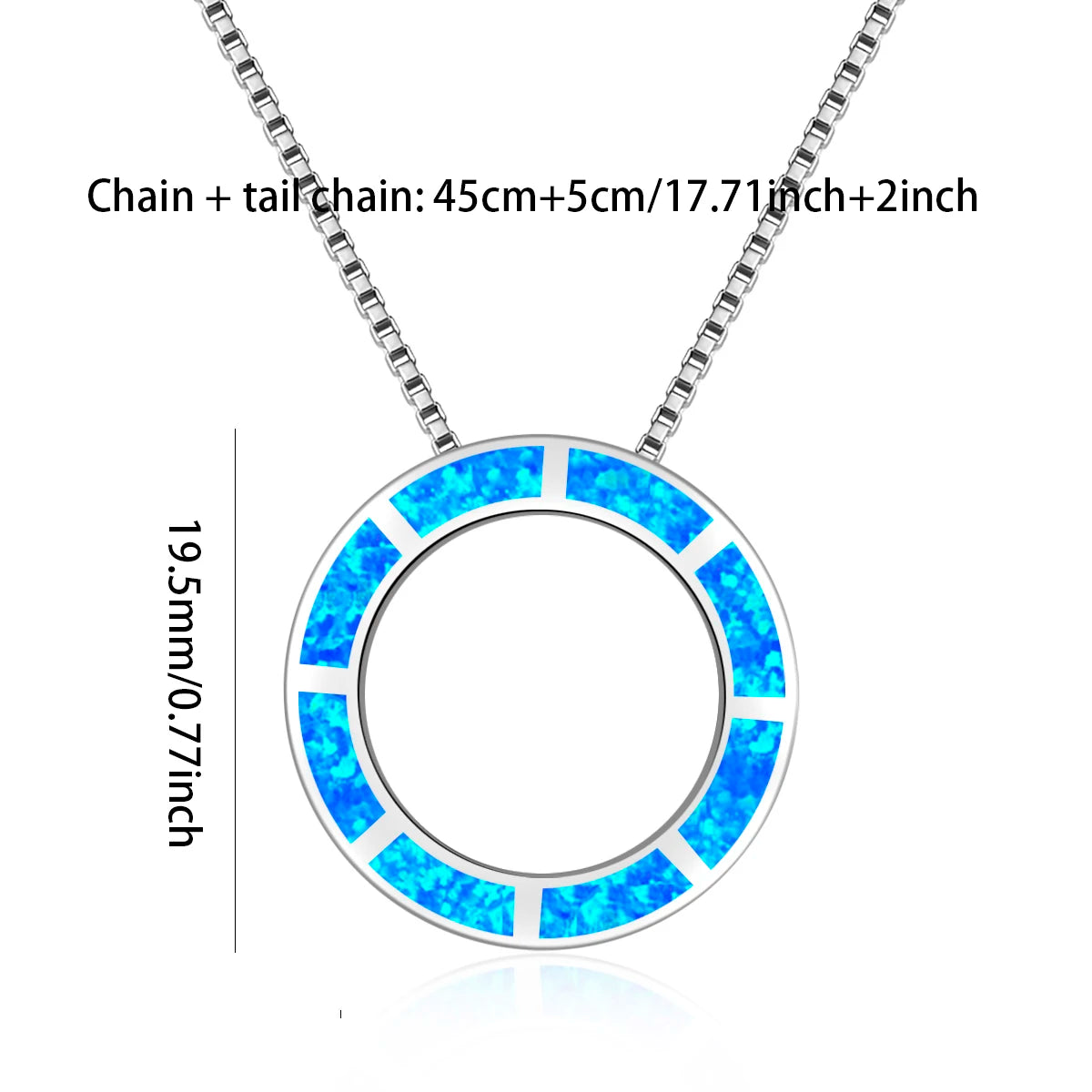 TikTok Viral Copper Box Chain Christian Circle Opal Necklace | Blue Minimalist Jewelry-Ins Trendy Bulk Supply