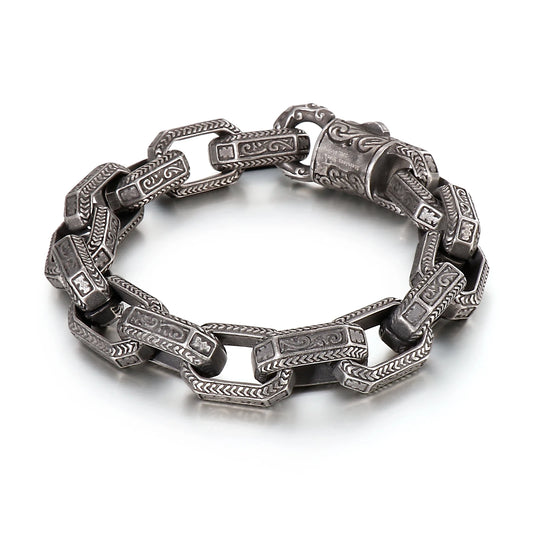 KALEN Vintage Designer Bangle Bracelet Stainless Steel Chain Bracelet for Men
