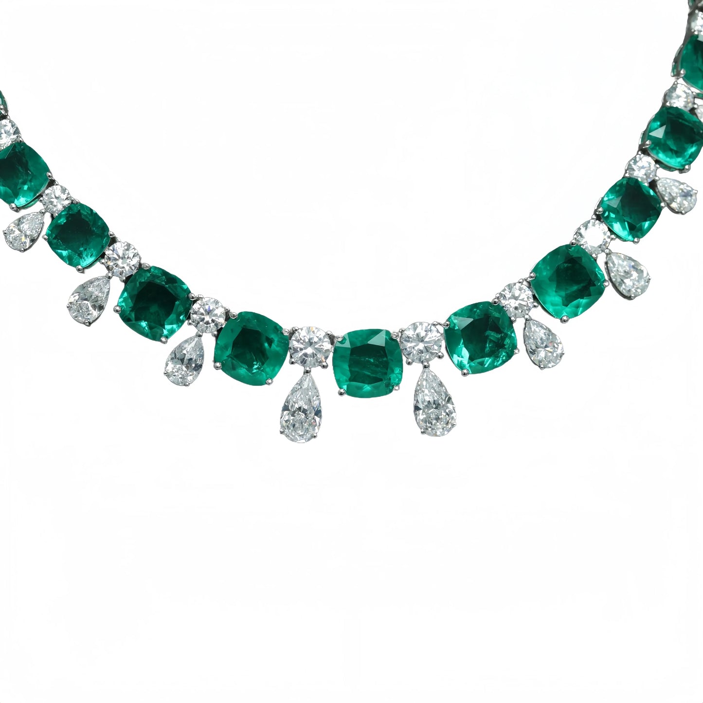 MUSHAN Jewelry Factory Women Wedding Party High Carbon Diamond and Musa Green Stone Jewelry 925 Sterling Silver Necklace Women