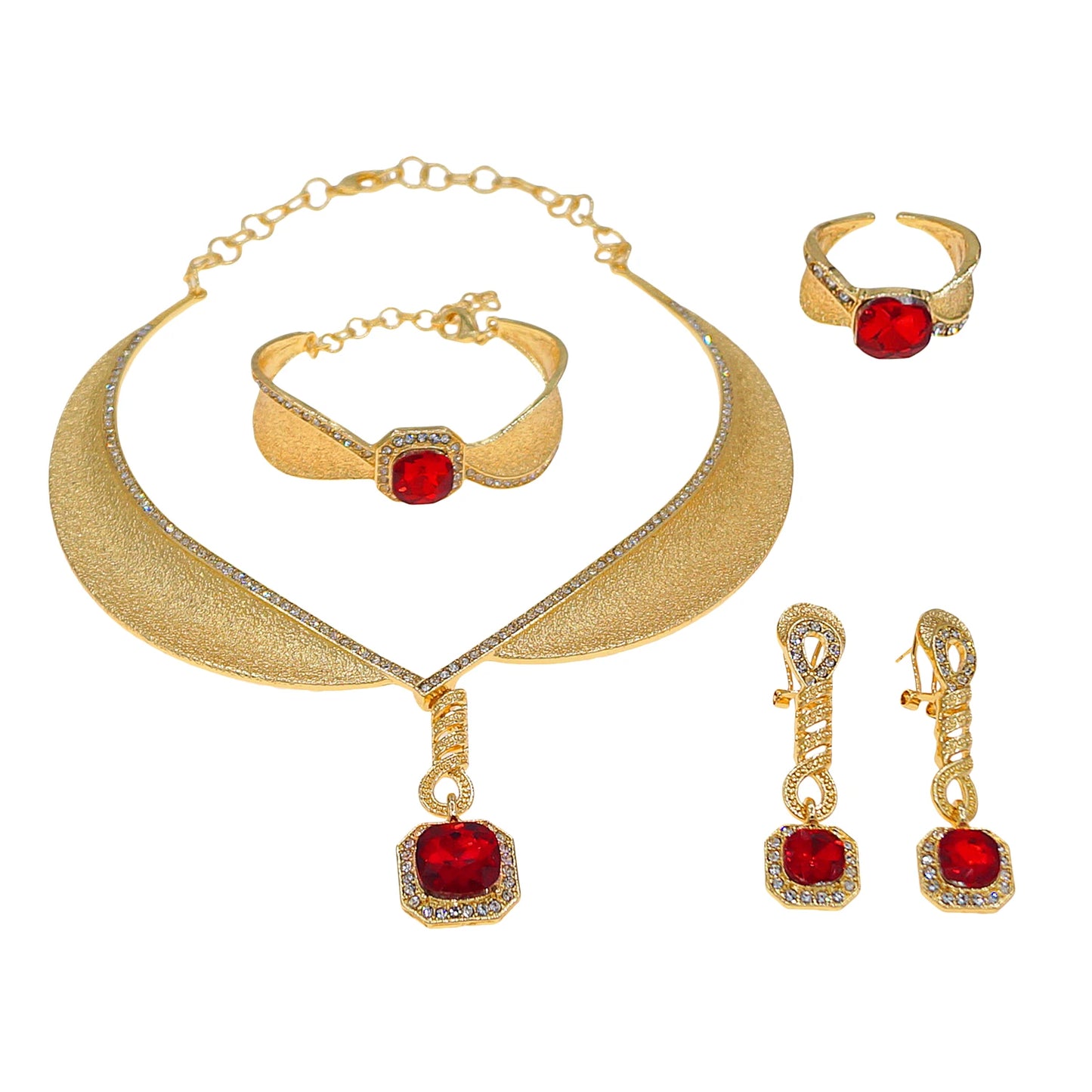 Zhuerrui New Arrival Quality Style Alloy Italian Gold Plated Copperhigh  Brazilian Pretty Gifts for Woman 4pieces Sets H00335
